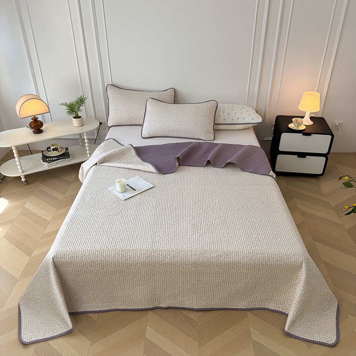 91家纺网 家纺一手货源 找家纺 卢赛尔 2026新款木棉床盖三件套四件套软床垫-四季款 小野