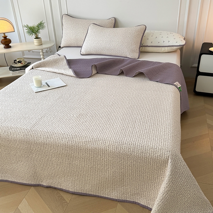 91家纺网 家纺一手货源 找家纺 卢赛尔 2026新款木棉床盖三件套四件套软床垫-四季款 小野