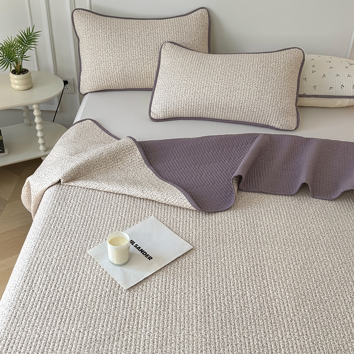 91家纺网 家纺一手货源 找家纺 卢赛尔 2026新款木棉床盖三件套四件套软床垫-四季款 小野