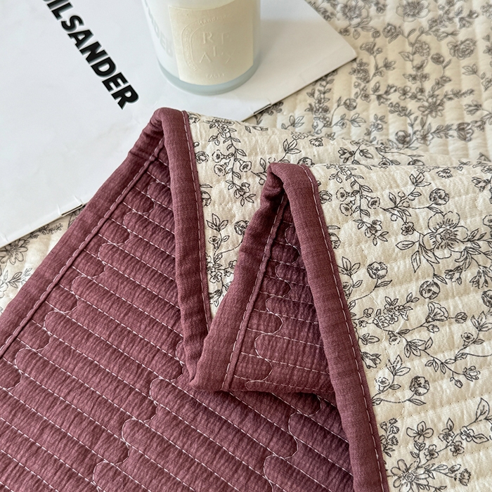 91家纺网 家纺一手货源 找家纺 卢赛尔 2026新款木棉床盖三件套四件套软床垫-四季款 夕颜