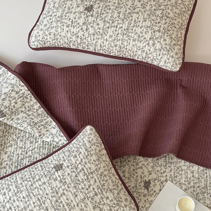 91家纺网 家纺一手货源 找家纺 卢赛尔 2026新款木棉床盖三件套四件套软床垫-四季款 夕颜