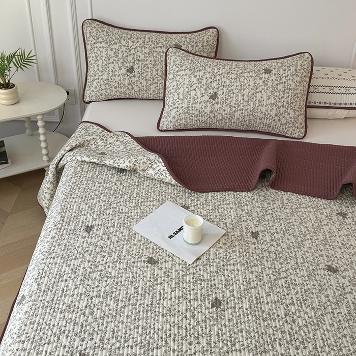 91家纺网 家纺一手货源 找家纺 卢赛尔 2026新款木棉床盖三件套四件套软床垫-四季款 夕颜