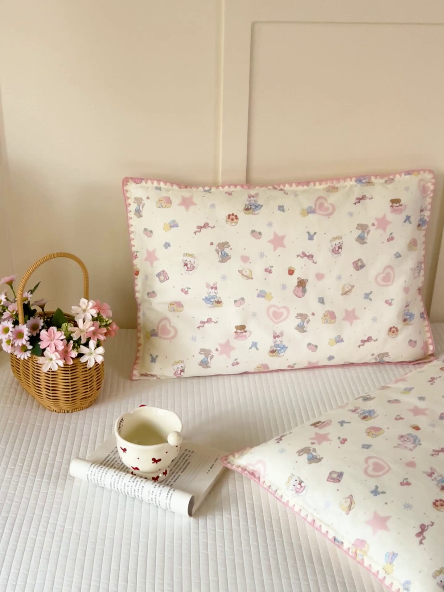 91家纺网 家纺一手货源 找家纺 小桃姐家纺 2026新款全棉纯棉贝壳边三角针单枕套双层纱枕套单件儿童枕套 动物派对