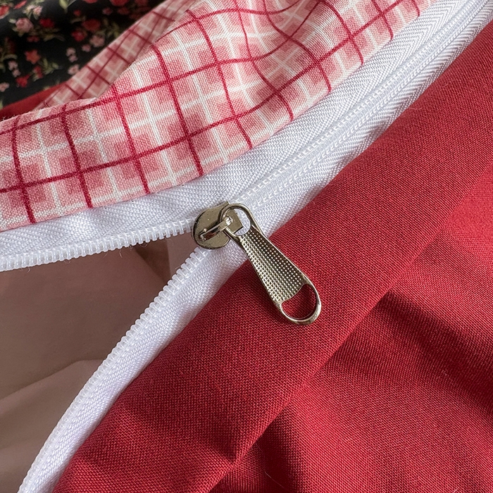 91家纺网 家纺一手货源 找家纺 2026 铠畅新款韩系古法韩国水洗棉仿棉云感棉法式浪漫大花边床盖四件套 红调花漾