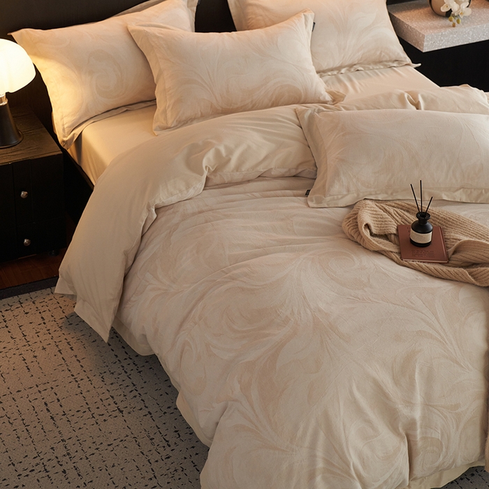 （总）宜代光年 2026新款亚麻大提花贡缎磨毛（拼角款）四件套系列