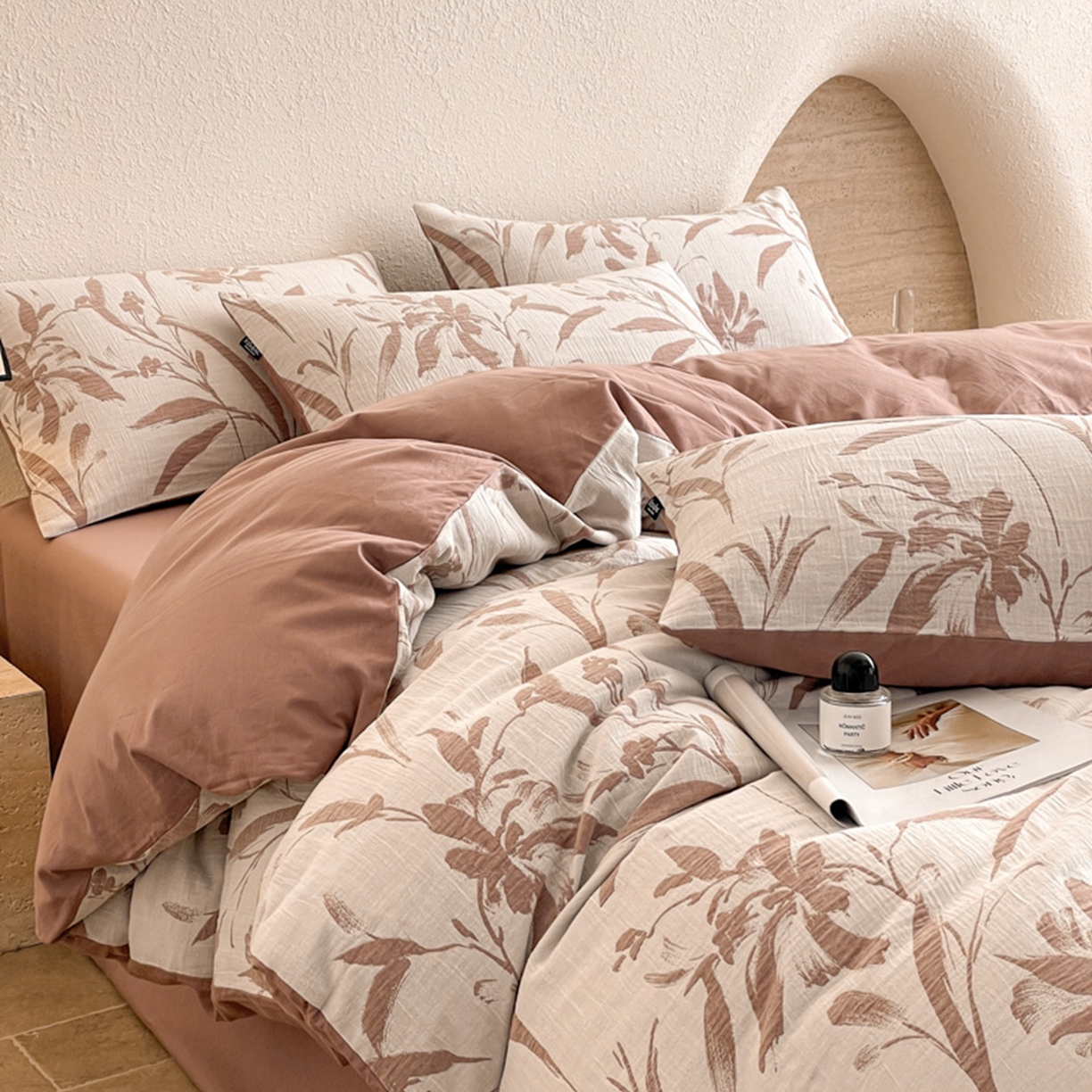 91家纺网 家纺一手货源 找家纺 宜代光年 2026新款全棉纯棉60S水洗棉三层纱色织提花四件套系列（经典保留花型） 林逾静-橘