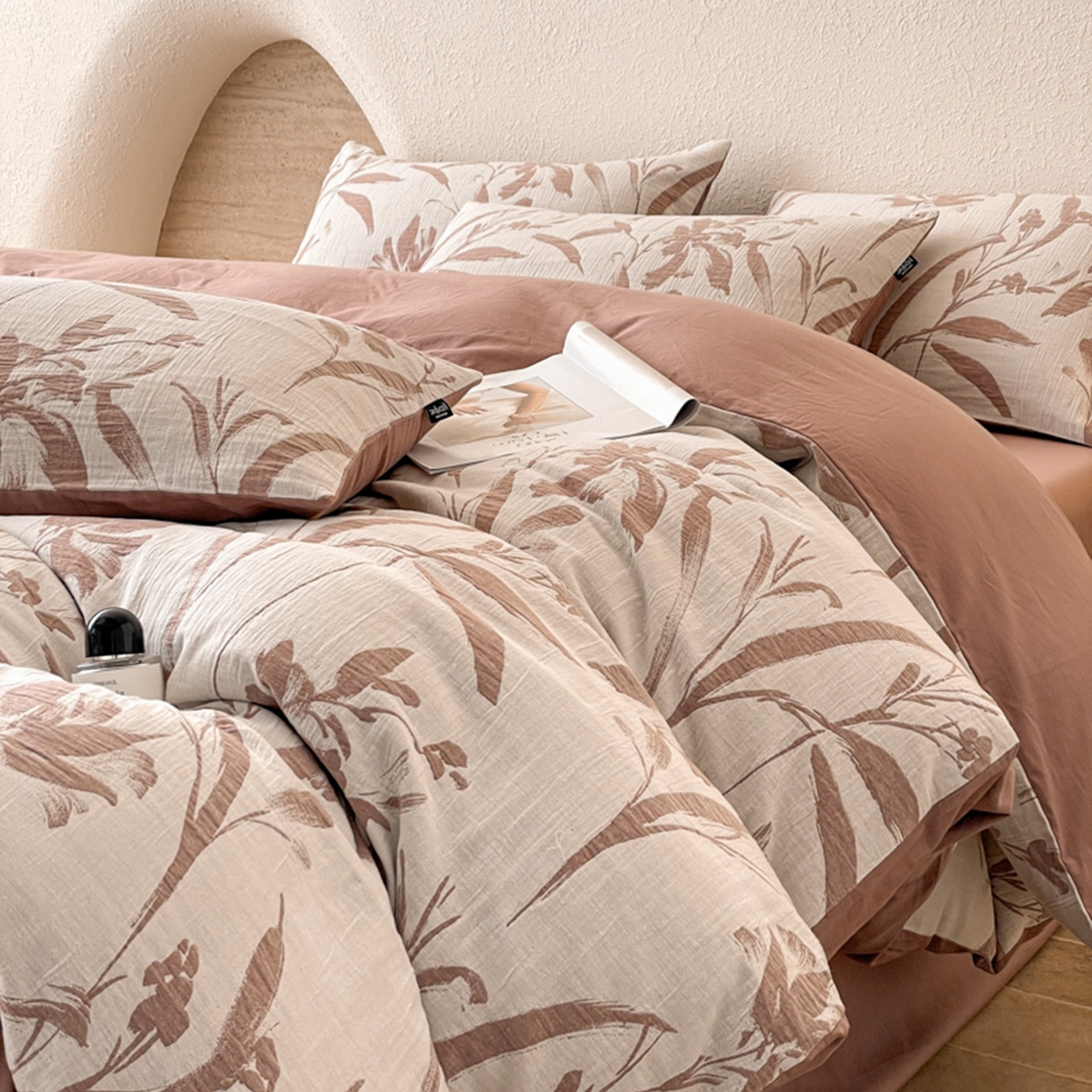 91家纺网 家纺一手货源 找家纺 宜代光年 2026新款全棉纯棉60S水洗棉三层纱色织提花四件套系列（经典保留花型） 林逾静-橘