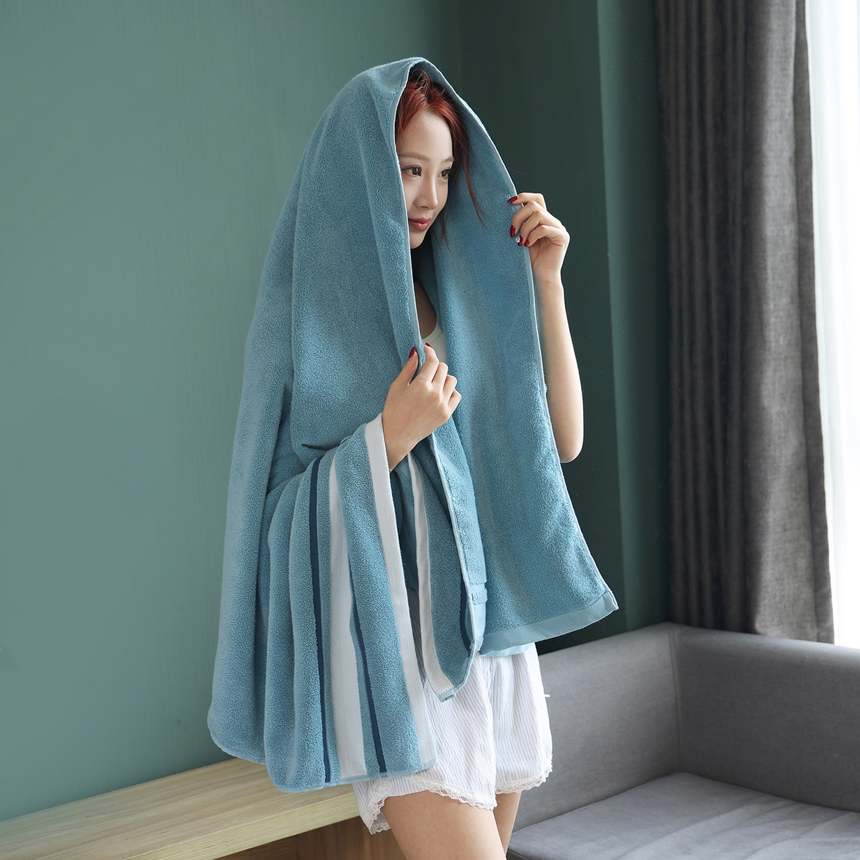 91家纺网 家纺一手货源 找家纺 （总）朴尔家纺-毛巾被 2026新款素边全棉缎档加大加厚浴巾