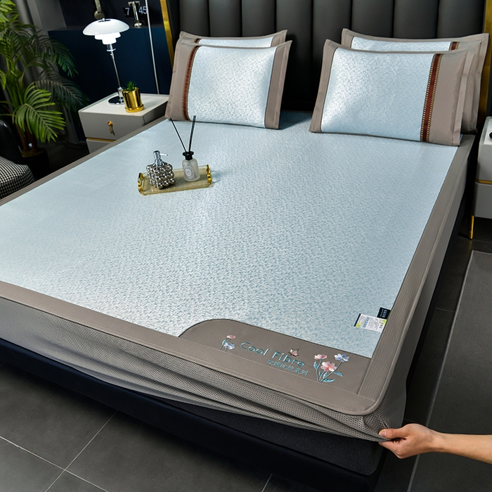 小牛席业 2026新款超精密冰丝席-肌理纹系列-床笠款 肌理纹系列-床笠款（蓝色）