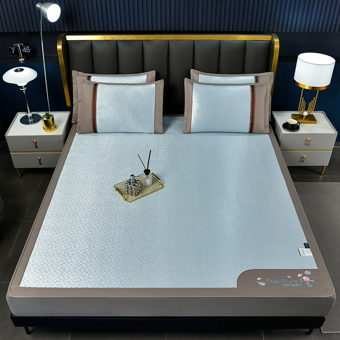 91家纺网 家纺一手货源 找家纺 小牛席业 2026新款超精密冰丝席-肌理纹系列-床笠款 肌理纹系列-床笠款（蓝色）