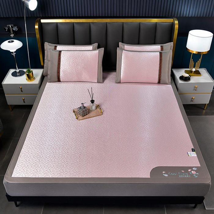 91家纺网 家纺一手货源 找家纺 小牛席业 2026新款超精密冰丝席-肌理纹系列-床笠款 肌理纹系列-床笠款（粉色）