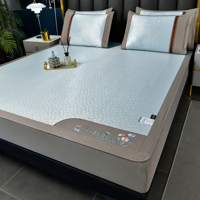 91家纺网 家纺一手货源 找家纺 小牛席业 2026新款超精密冰丝席-肌理纹系列-床笠款 肌理纹系列-床笠款（蓝色）