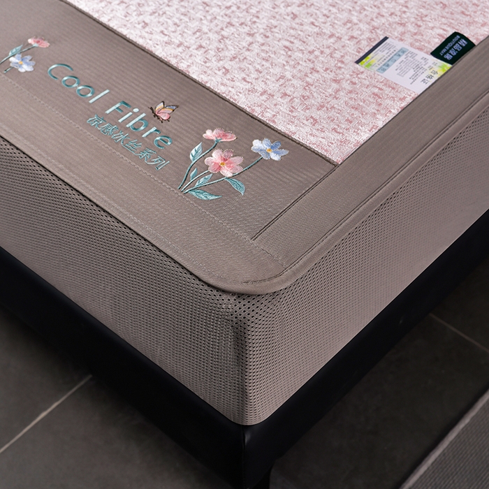 91家纺网 家纺一手货源 找家纺 小牛席业 2026新款超精密冰丝席-肌理纹系列-床笠款 肌理纹系列-床笠款（粉色）