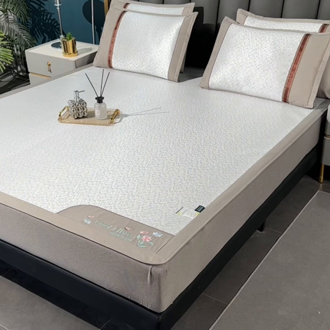 91家纺网 家纺一手货源 找家纺 小牛席业 2026新款超精密冰丝席-肌理纹系列-床笠款 肌理纹系列-床笠款（灰色）