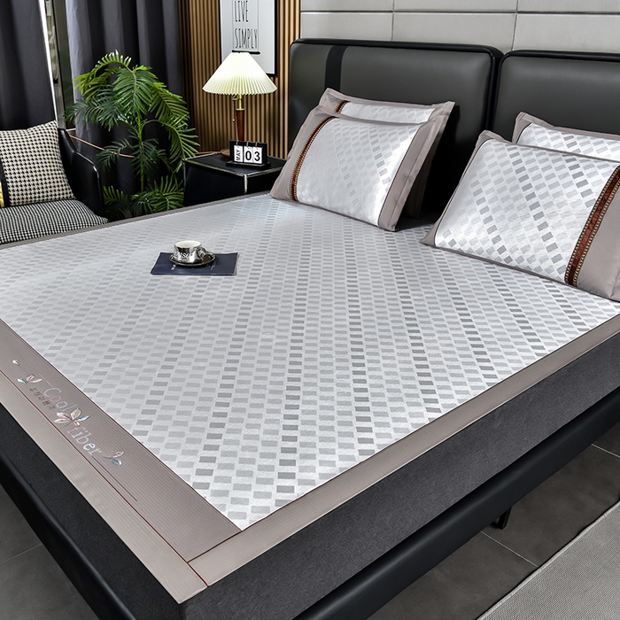 91家纺网 家纺一手货源 找家纺 小牛席业 2026新款超精密冰丝席席子-矩阵方格系列 超精密凉感冰丝席系列（矩阵方格灰色）