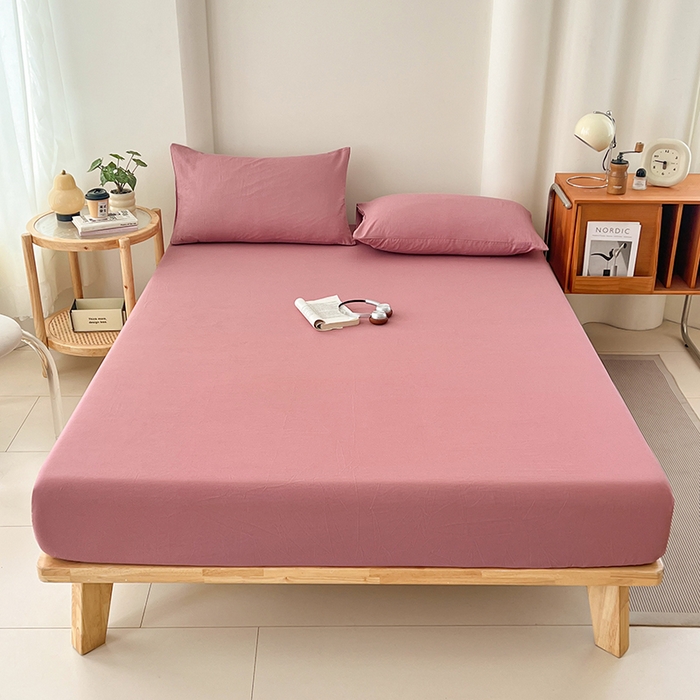 91家纺网 家纺一手货源 找家纺 （总）梦卓家纺 2026新款ins纯色系列亲肤水洗棉床笠