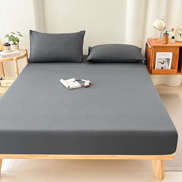 91家纺网 家纺一手货源 找家纺 （总）梦卓家纺 2026新款ins纯色系列亲肤水洗棉床笠