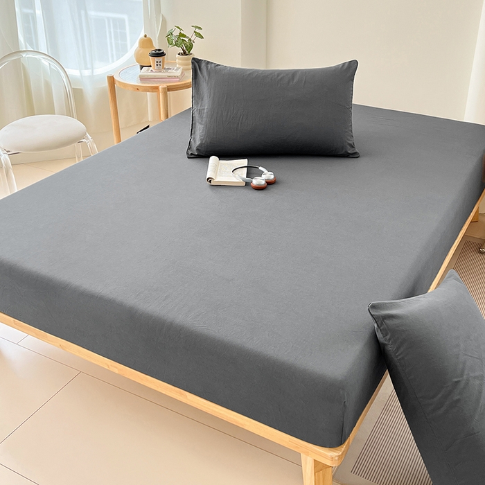 91家纺网 家纺一手货源 找家纺 （总）梦卓家纺 2026新款ins纯色系列亲肤水洗棉床笠