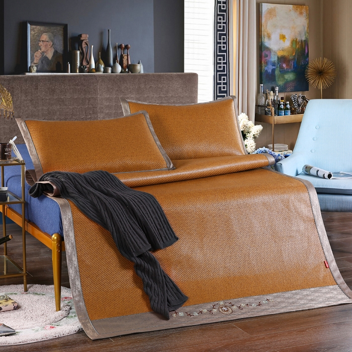 91家纺网 家纺一手货源 找家纺 （总）小牛席业 2026新款刺绣3D印尼藤席席子（10斤款）