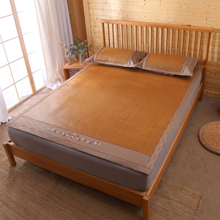 小牛席业 2026新款刺绣古藤席【常规款】藤席凉席冰藤席冰丝席乳胶席 夏日摩卡