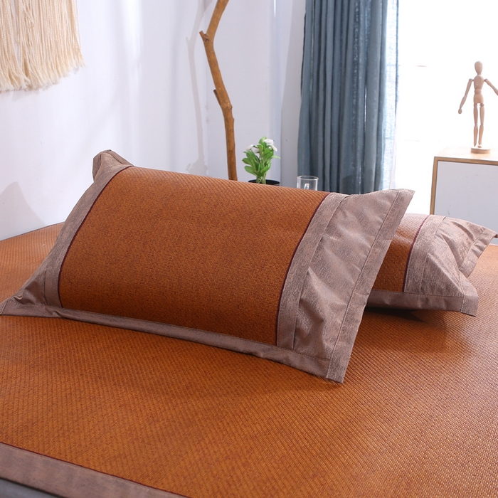 91家纺网 家纺一手货源 找家纺 小牛席业 2026新款刺绣古藤席【常规款】藤席凉席冰藤席冰丝席乳胶席 红棕古藤