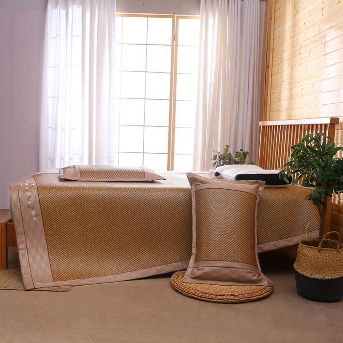 91家纺网 家纺一手货源 找家纺 小牛席业 2026新款刺绣古藤席【常规款】藤席凉席冰藤席冰丝席乳胶席 古韵藤席