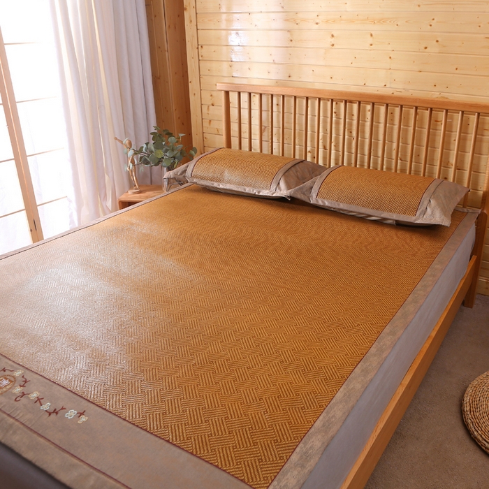 91家纺网 家纺一手货源 找家纺 小牛席业 2026新款刺绣古藤席【常规款】藤席凉席冰藤席冰丝席乳胶席 夏日摩卡