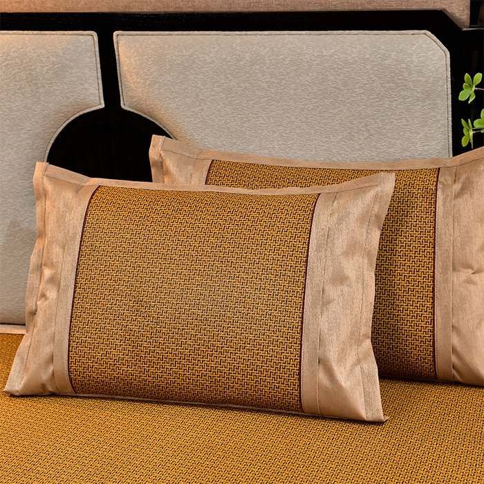 91家纺网 家纺一手货源 找家纺 小牛席业 2026新款刺绣古藤席【常规款】藤席凉席冰藤席冰丝席乳胶席 黄古藤席