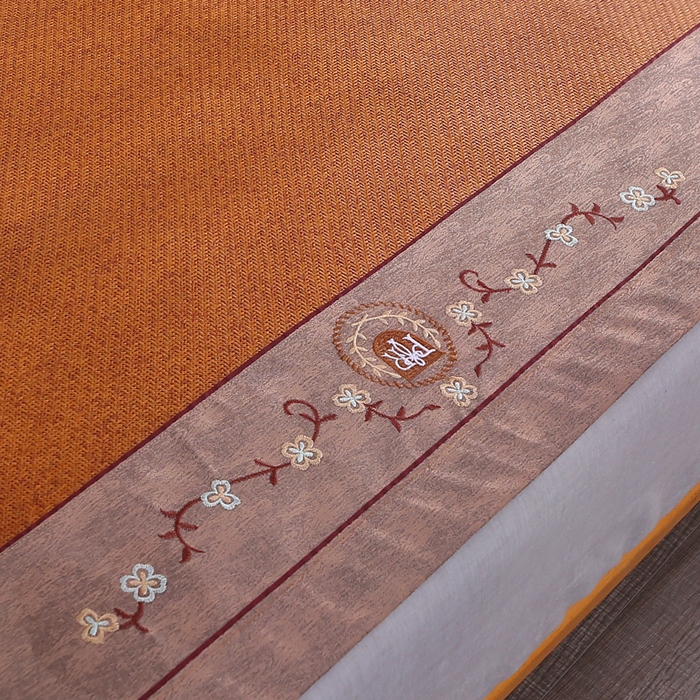 91家纺网 家纺一手货源 找家纺 小牛席业 2026新款刺绣古藤席【常规款】藤席凉席冰藤席冰丝席乳胶席 红棕古藤