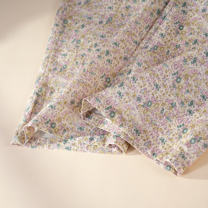 91家纺网 家纺一手货源 找家纺 洛兰沙家居馆 2026春季新品甜美森系纯棉碎花宽松睡衣长袖蕾丝花边拼接款家居服 粉色花园