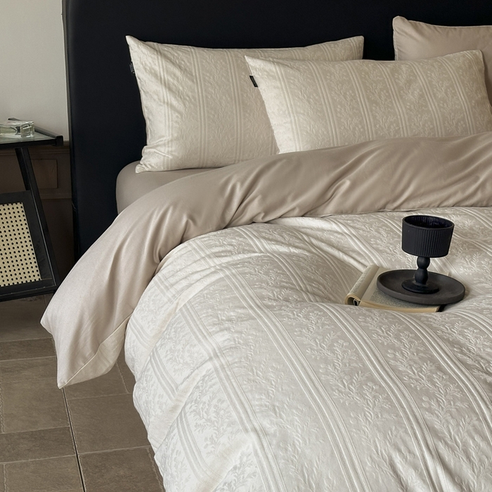 宜代光年 2026新款全棉纯棉厚织提花单被套系列 森蔓-奶白