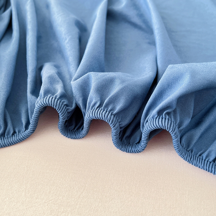 91家纺网 家纺一手货源 找家纺 梦卓家纺 2026新款ins纯色系列亲肤水洗棉床笠 爵士蓝