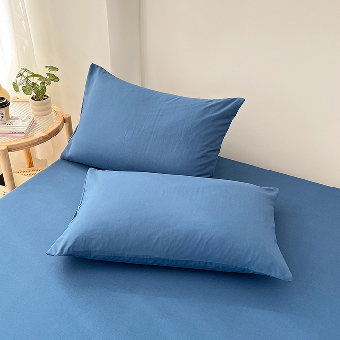 91家纺网 家纺一手货源 找家纺 梦卓家纺 2026新款ins纯色系列亲肤水洗棉床笠 爵士蓝