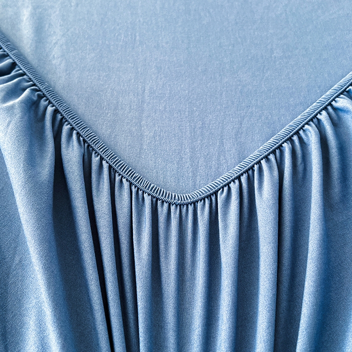 91家纺网 家纺一手货源 找家纺 梦卓家纺 2026新款ins纯色系列亲肤水洗棉床笠 爵士蓝