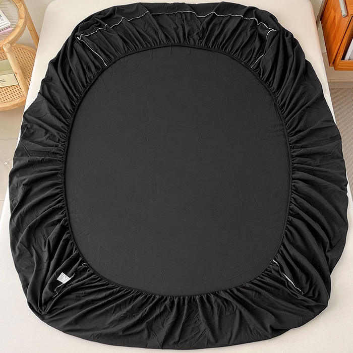 91家纺网 家纺一手货源 找家纺 梦卓家纺 2026新款ins纯色系列亲肤水洗棉床笠 骑士黑