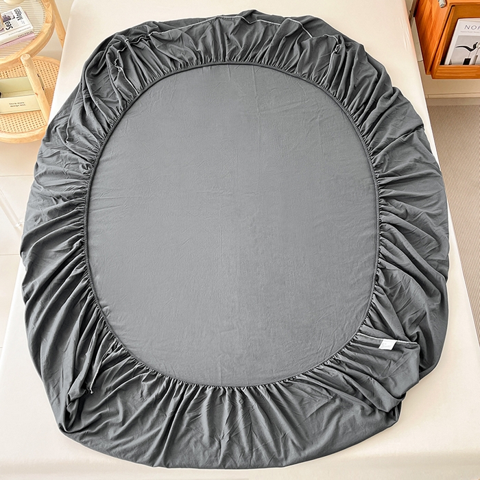 91家纺网 家纺一手货源 找家纺 梦卓家纺 2026新款ins纯色系列亲肤水洗棉床笠 深灰