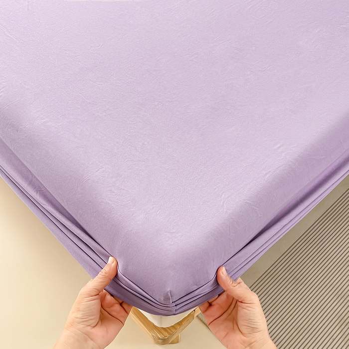 91家纺网 家纺一手货源 找家纺 梦卓家纺 2026新款ins纯色系列亲肤水洗棉床笠 芋泥紫