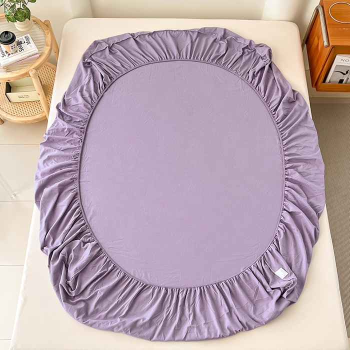 91家纺网 家纺一手货源 找家纺 梦卓家纺 2026新款ins纯色系列亲肤水洗棉床笠 芋泥紫