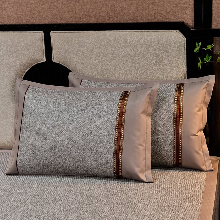 91家纺网 家纺一手货源 找家纺 小牛席业 2026新款丛林小鹿绣花清凉-双面席系列 丛林小鹿-绣花清凉席（灰色）