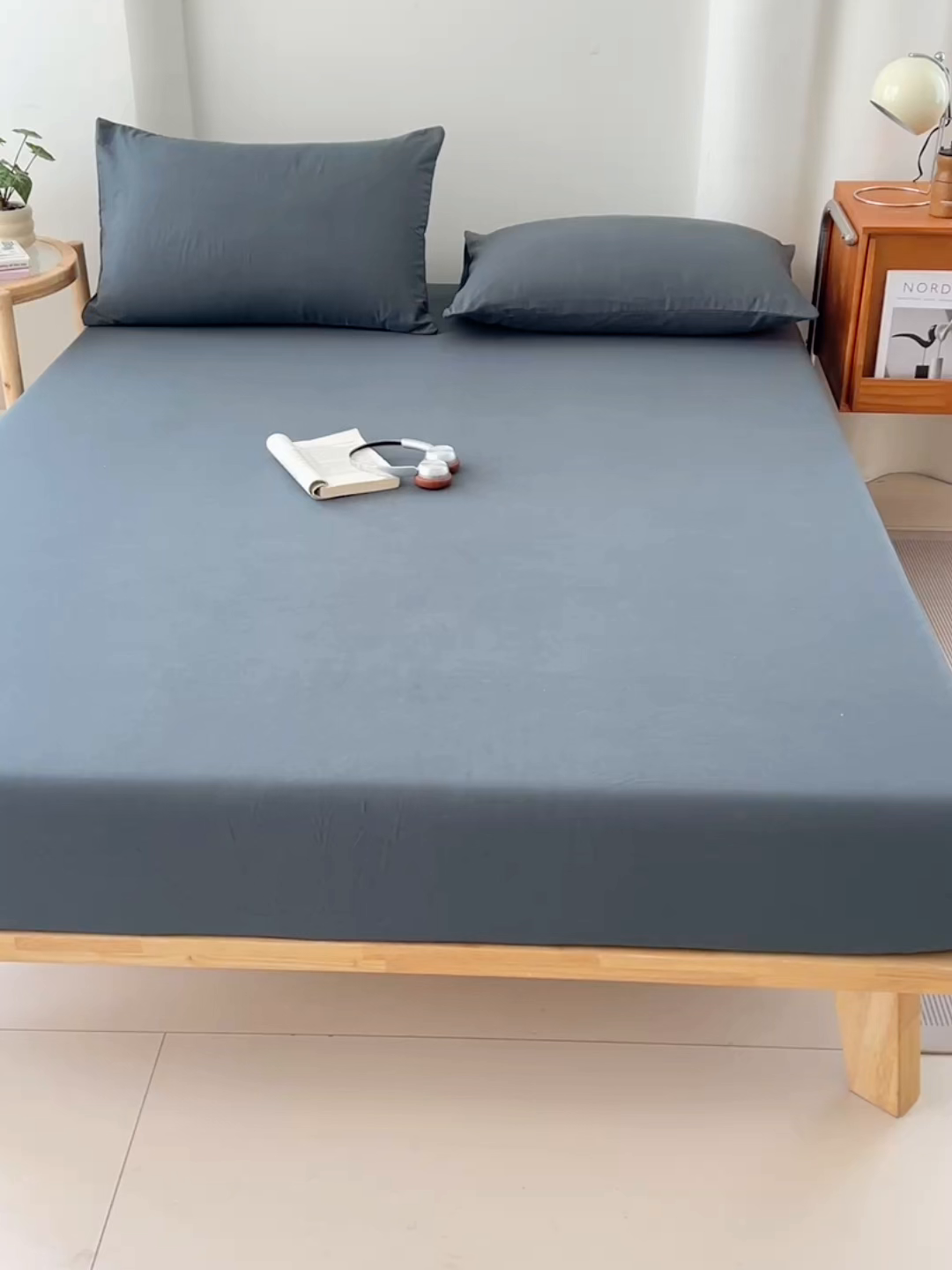 91家纺网 家纺一手货源 找家纺 梦卓家纺 2026新款ins纯色系列亲肤水洗棉床笠 深灰