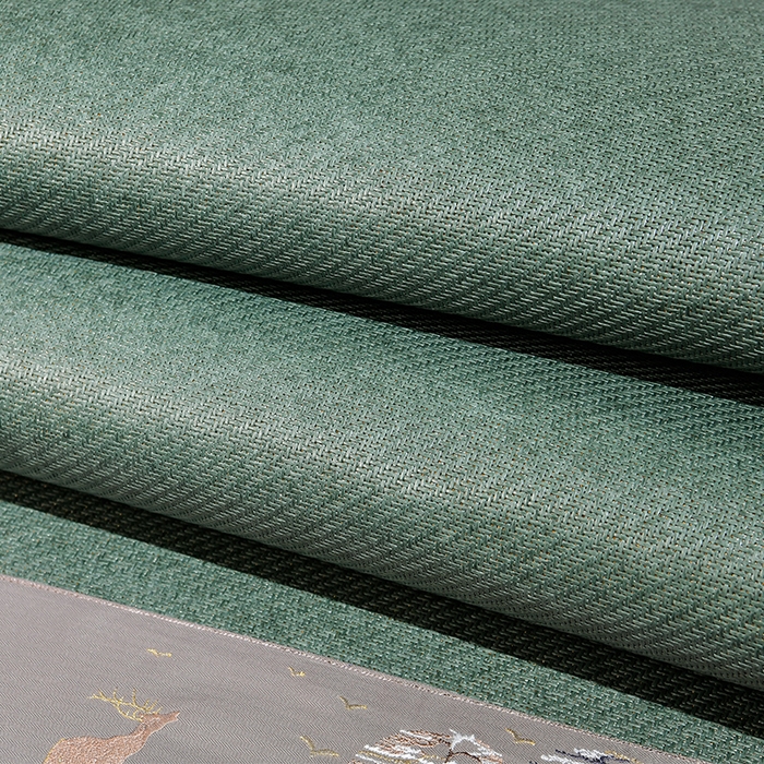 91家纺网 家纺一手货源 找家纺 小牛席业 2026新款丛林小鹿绣花清凉-双面席系列 丛林小鹿-绣花清凉席（墨绿）