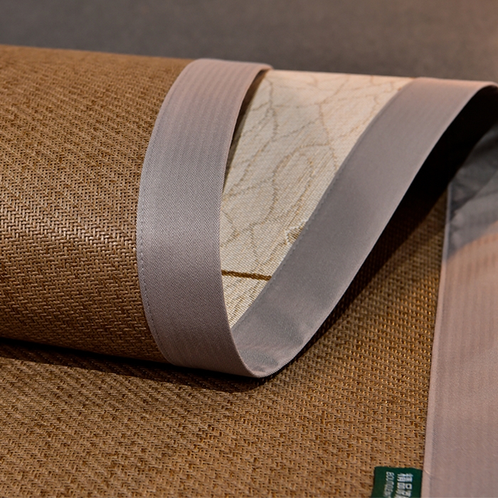 91家纺网 家纺一手货源 找家纺 小牛席业 2026新款丛林小鹿绣花清凉-双面席系列 丛林小鹿-绣花清凉席（浅咖）