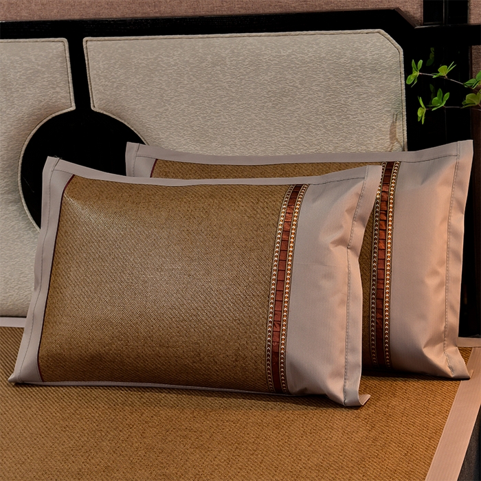 91家纺网 家纺一手货源 找家纺 小牛席业 2026新款丛林小鹿绣花清凉-双面席系列 丛林小鹿-绣花清凉席（浅咖）