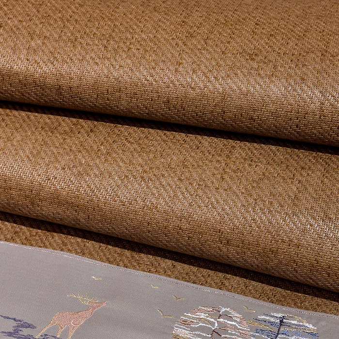 91家纺网 家纺一手货源 找家纺 小牛席业 2026新款丛林小鹿绣花清凉-双面席系列 丛林小鹿-绣花清凉席（浅咖）