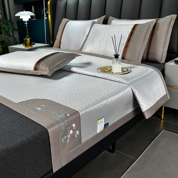 91家纺网 家纺一手货源 找家纺 小牛席业 2026新款超精密冰丝席凉席席子-肌理纹系列 超精密冰丝席-肌理纹（灰色）