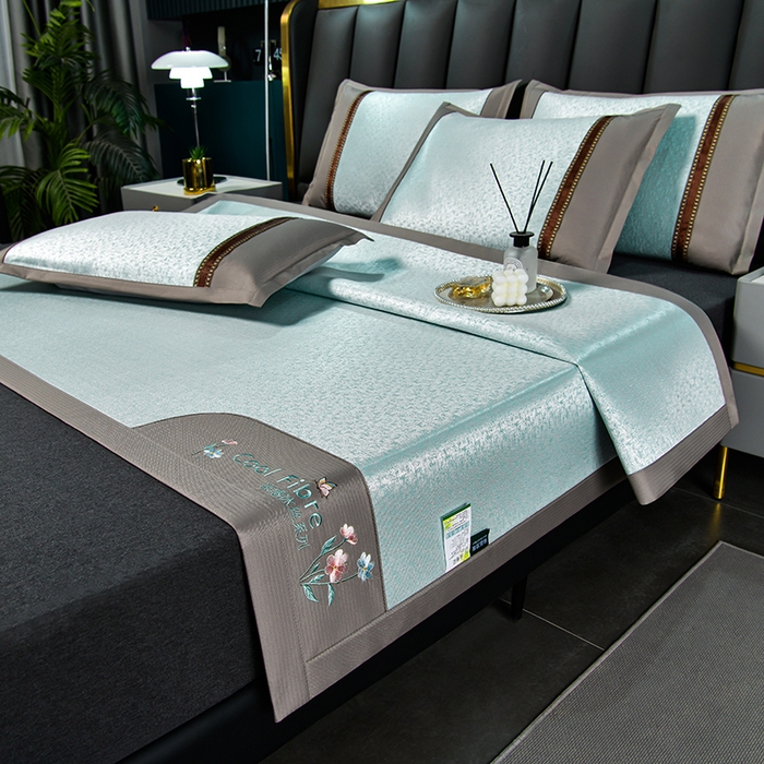 91家纺网 家纺一手货源 找家纺 小牛席业 2026新款超精密冰丝席凉席席子-肌理纹系列 超精密冰丝席-肌理纹（绿色）