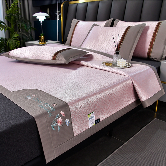 小牛席业 2026新款超精密冰丝席凉席席子-肌理纹系列 超精密冰丝席-肌理纹（粉色）