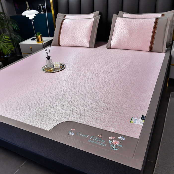 91家纺网 家纺一手货源 找家纺 小牛席业 2026新款超精密冰丝席凉席席子-肌理纹系列 超精密冰丝席-肌理纹（粉色）
