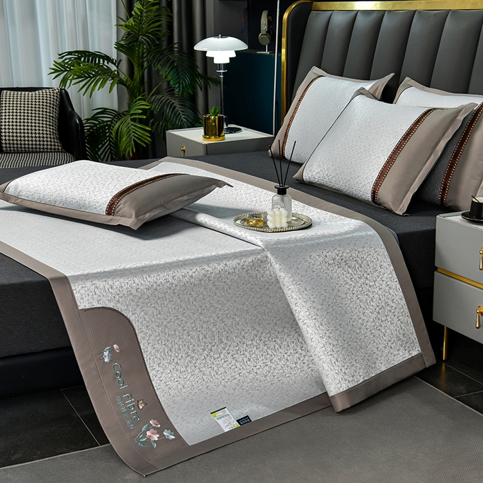 91家纺网 家纺一手货源 找家纺 小牛席业 2026新款超精密冰丝席凉席席子-肌理纹系列 超精密冰丝席-肌理纹（灰色）