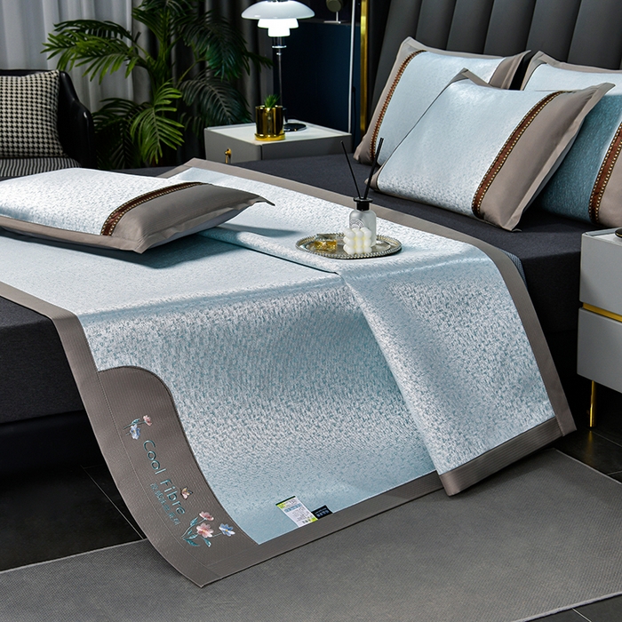 91家纺网 家纺一手货源 找家纺 小牛席业 2026新款超精密冰丝席凉席席子-肌理纹系列 超精密冰丝席-肌理纹（蓝色）